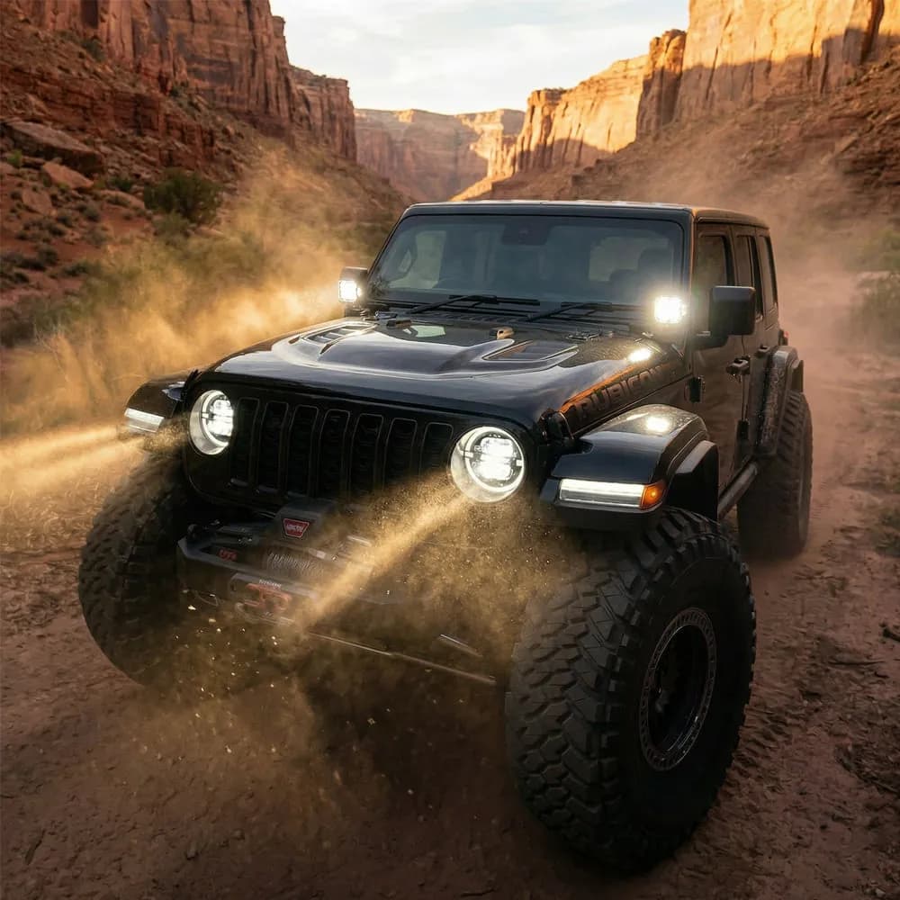 5 Inch LED Pod Lights White + Amber Dual-Mode for Jeep Wrangler JL/ Gladiator JT