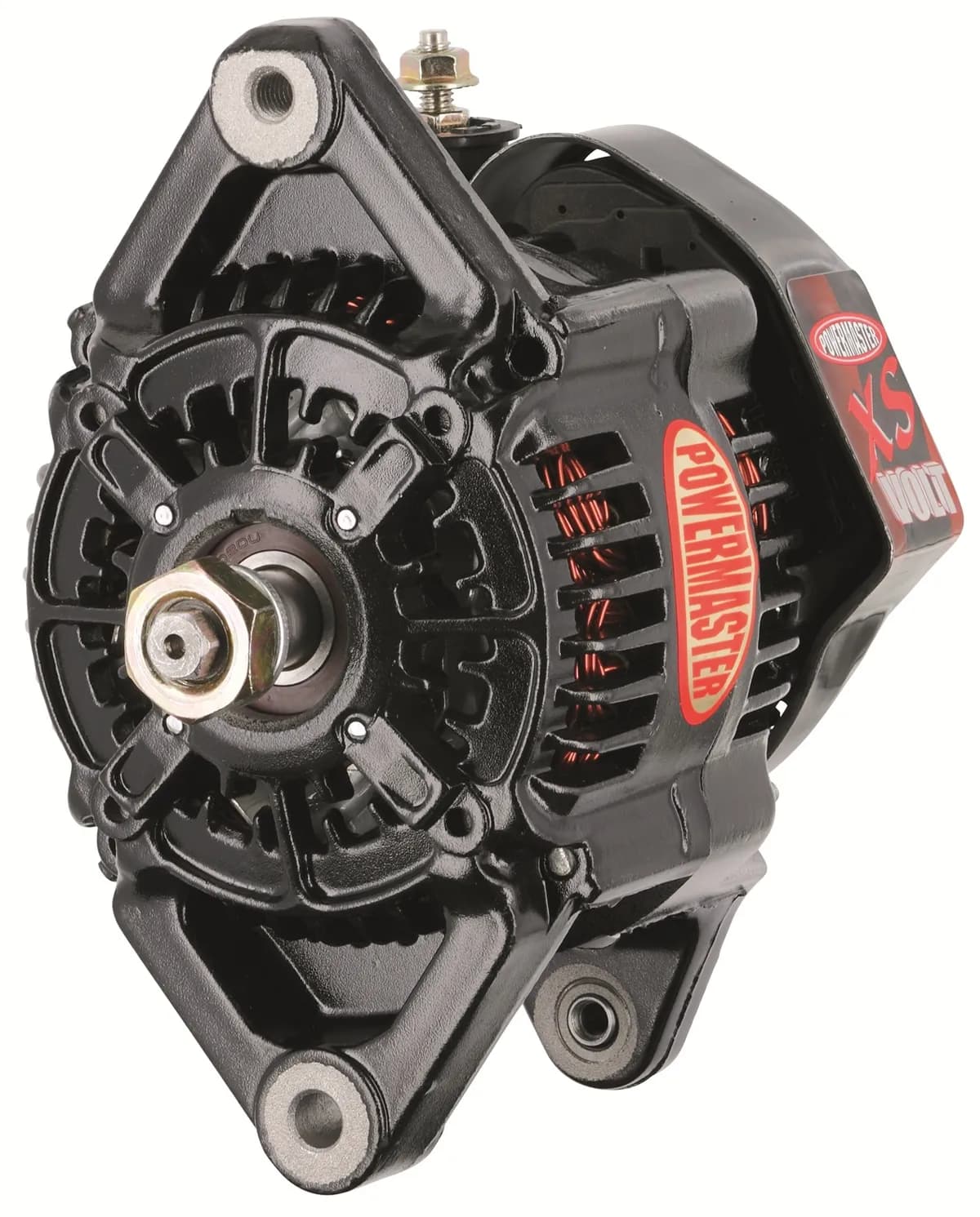 XS Volt™ Racing Alternator; 102mm; Denso Style; Bosch Style Mounting; 115 Amp; 20 Idle; w/o Pulley; Black;