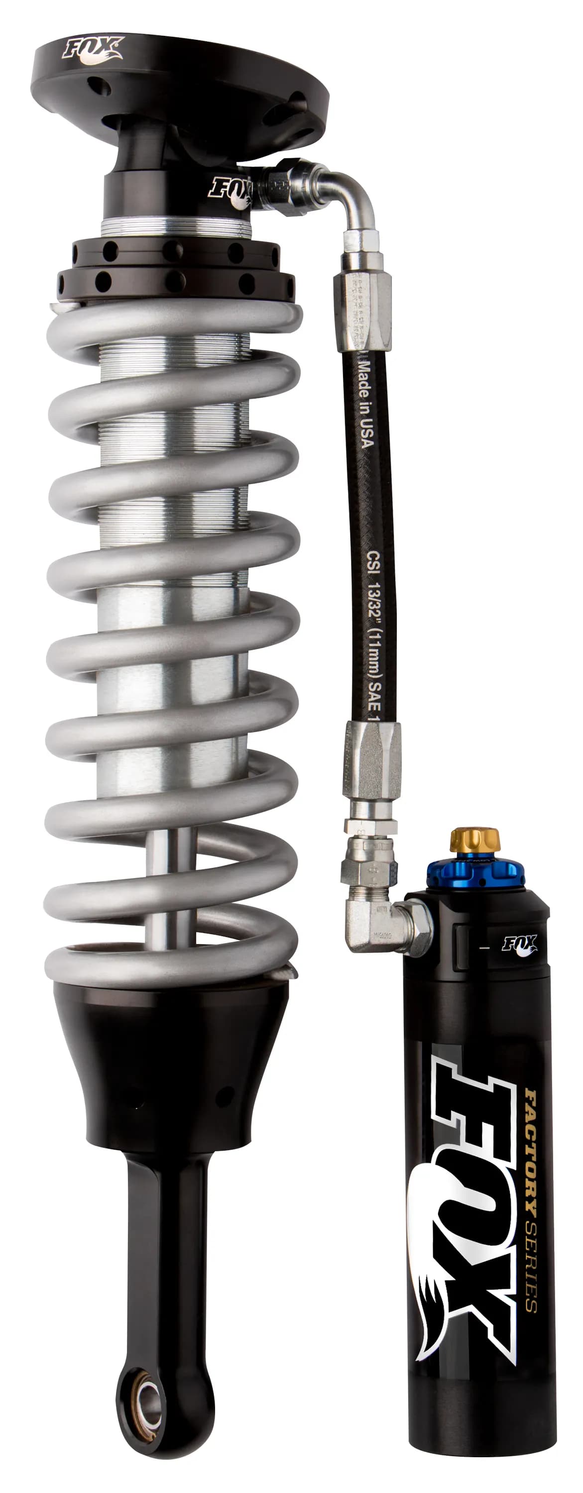 94-04 Toyota Tacoma w/ UCA Front Coilover Factory Race 2.5 Remote Reservoir 5.5 Inch 0-3 Inch LiftTacoma 0-3in Front Coilover 2.5 Resi Dual Speed Compression Adjuster Fox Offroad Shocks
