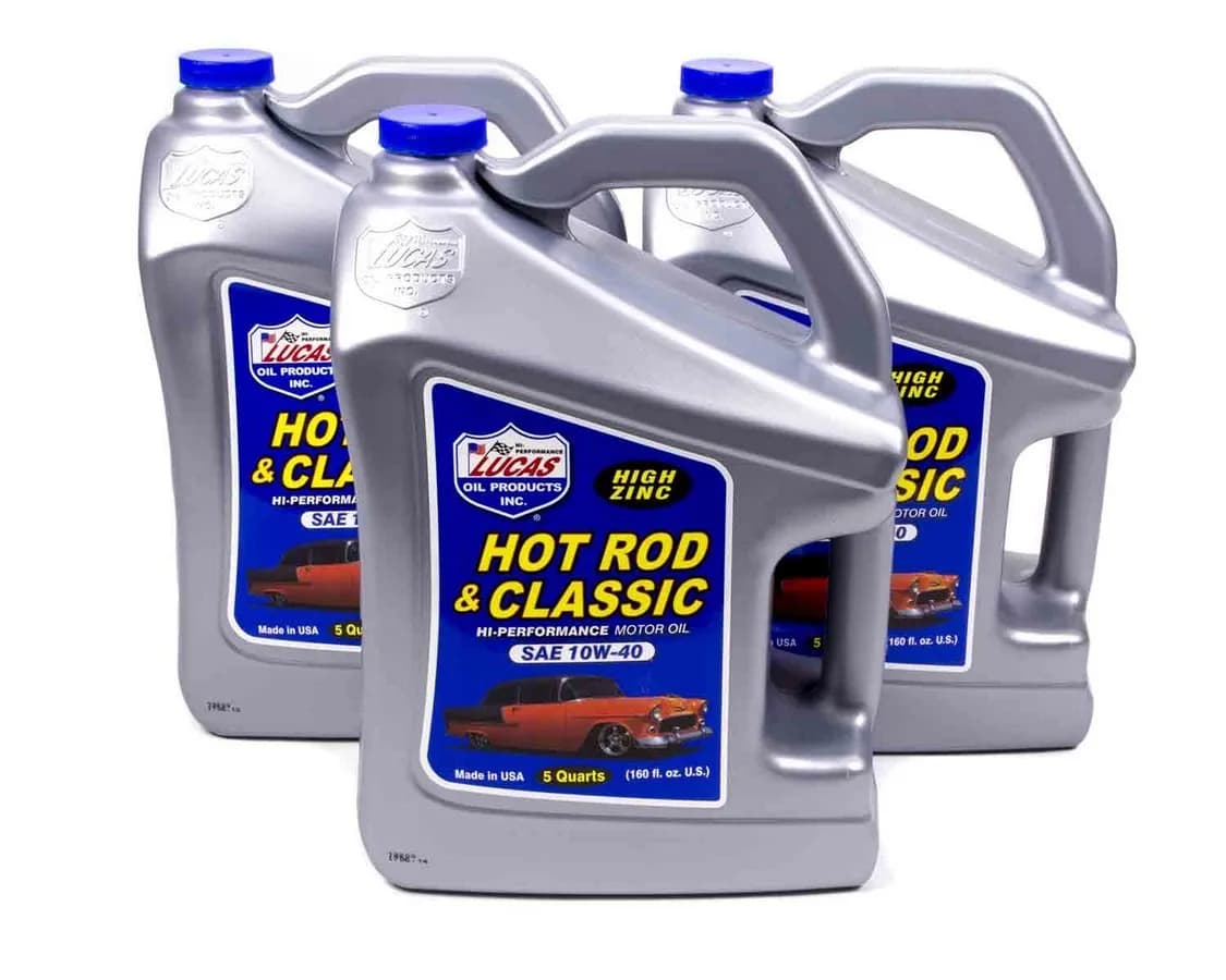 Lucas Oil 10W40 Hot Rod & Classic Car High Zinc Motor Oil - 3 Pack