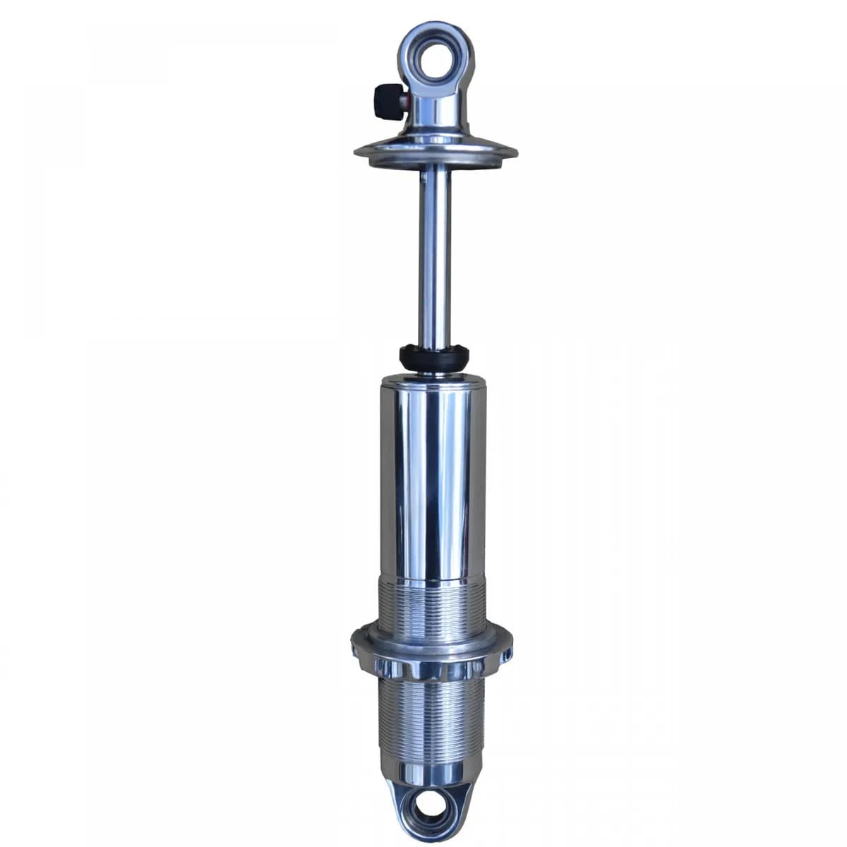 Polished HQ Coil-Over Shock W/ 2.9 Inch Stroke And 2 Inch Stud Mount Universal 1 Rebound Adjustable Shock Spring Mounts Delrin Spring Washers And Bearing Spacers 1/2 Inch And 5/8 Inch 9 Inch X 11.9 Inch W/ A 10.5 -10.75 Inch Ride Height Ridetech
