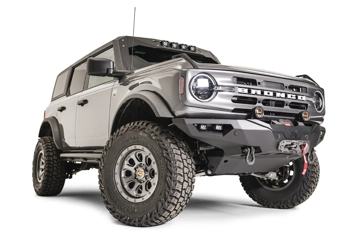 21c Bronco Lifestyle Front Bumper w/ no Guard Winch Ready Sensor Compatible Matte Black