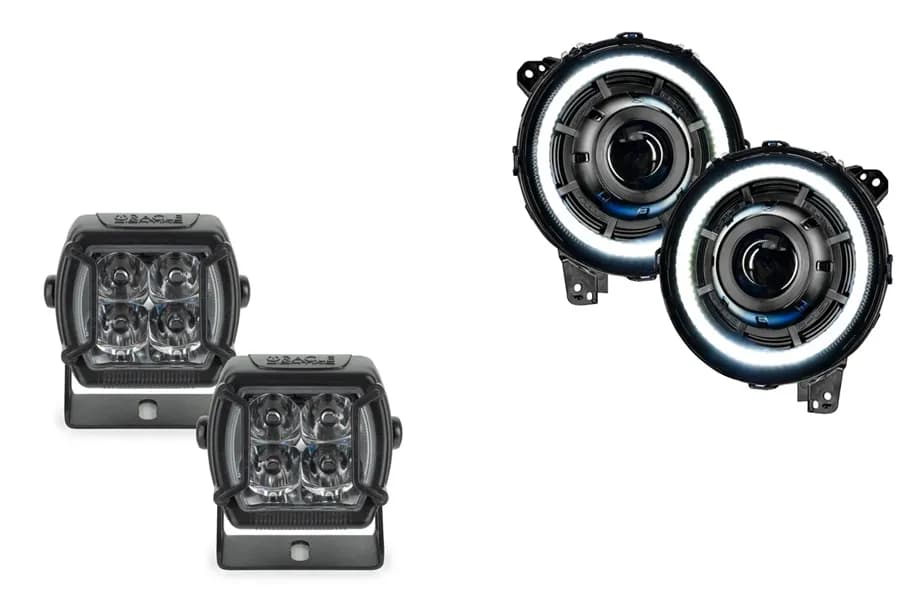 Oracle Oculus Headlights and Vega 4 Spotlights - JT/JL/JK/Bronco