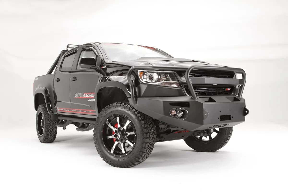 Premium Winch Front Bumper; 2 Stage Black Powder Coated; w/Full Grill Guard;