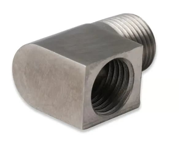 Earl's Hardline Adapter - 90 Degree Stainless Steel - 1/8" NPT Male to 3/8"-24 Inverted Flare Female.