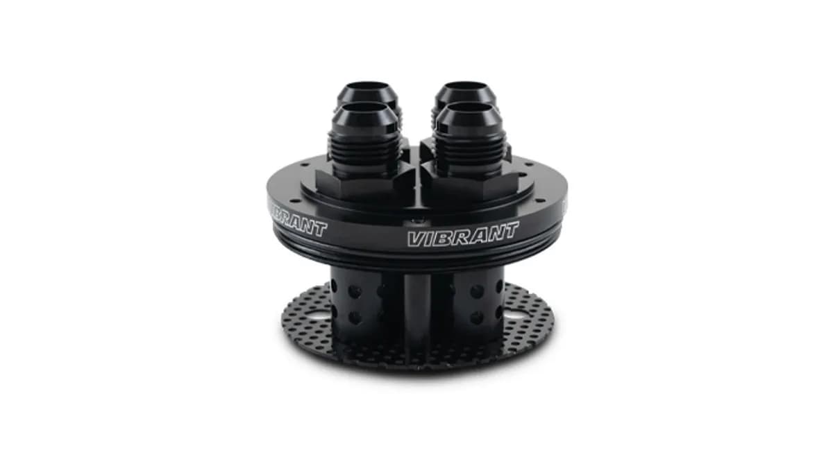 Oil Catch Can Lid; Aluminum; Black Anodized; 4 Port Assembly;