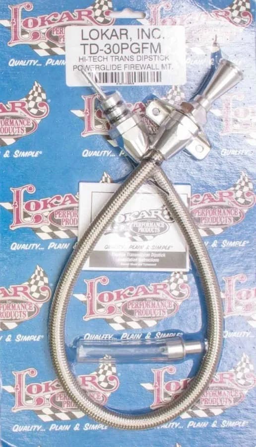 Hi-Tech Flexible Braided Transmission Dipstick; 24 in.; Firewall Mount; Incl. Flexible Inner Dipstick/Funnel Adapter/Braided Stainless Outer Housing; Stainless Steel Finish;