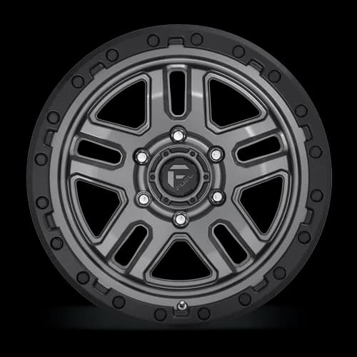 Aluminum Wheels 17X9 AMMO D701 6 On 139.7 Matte Gunmetal Gray W/Black Bead Ring 106.1 Bore 1 Offset 5 Spoke Fuel Off Road Wheels