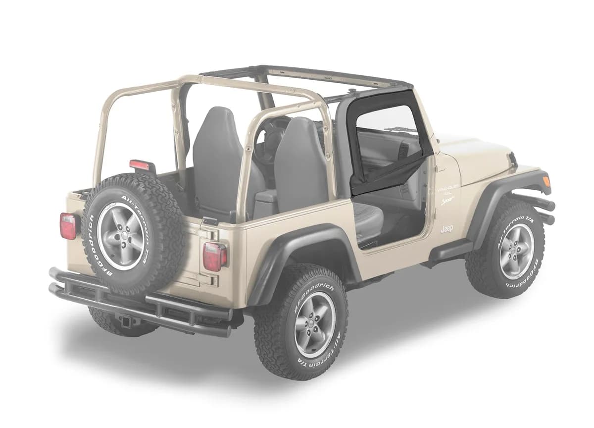 Black Diamond Doors, Fabric Upper Fabric Half-Door Set Jeep 97-06 Wrangler; Fit Supertop 51710, Sunrider 51699, 51719 W/Factory Lower Steel Half Doors