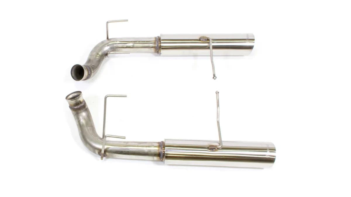Pype Bomb Series Axle Back Exhaust System 11-14 Mustang V6 Split Rear Dual Exit 4 in Polished Tips Hardware Not Incl Polished 304 Stainless Steel Pypes Exhaust