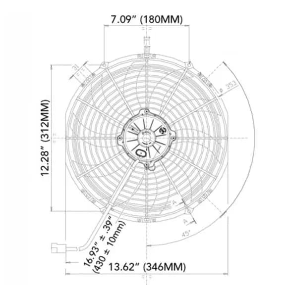 SPAL® 13.00" Inch Electric Fan Puller Style High Performance 1777 CFM 10 Curved Style blades