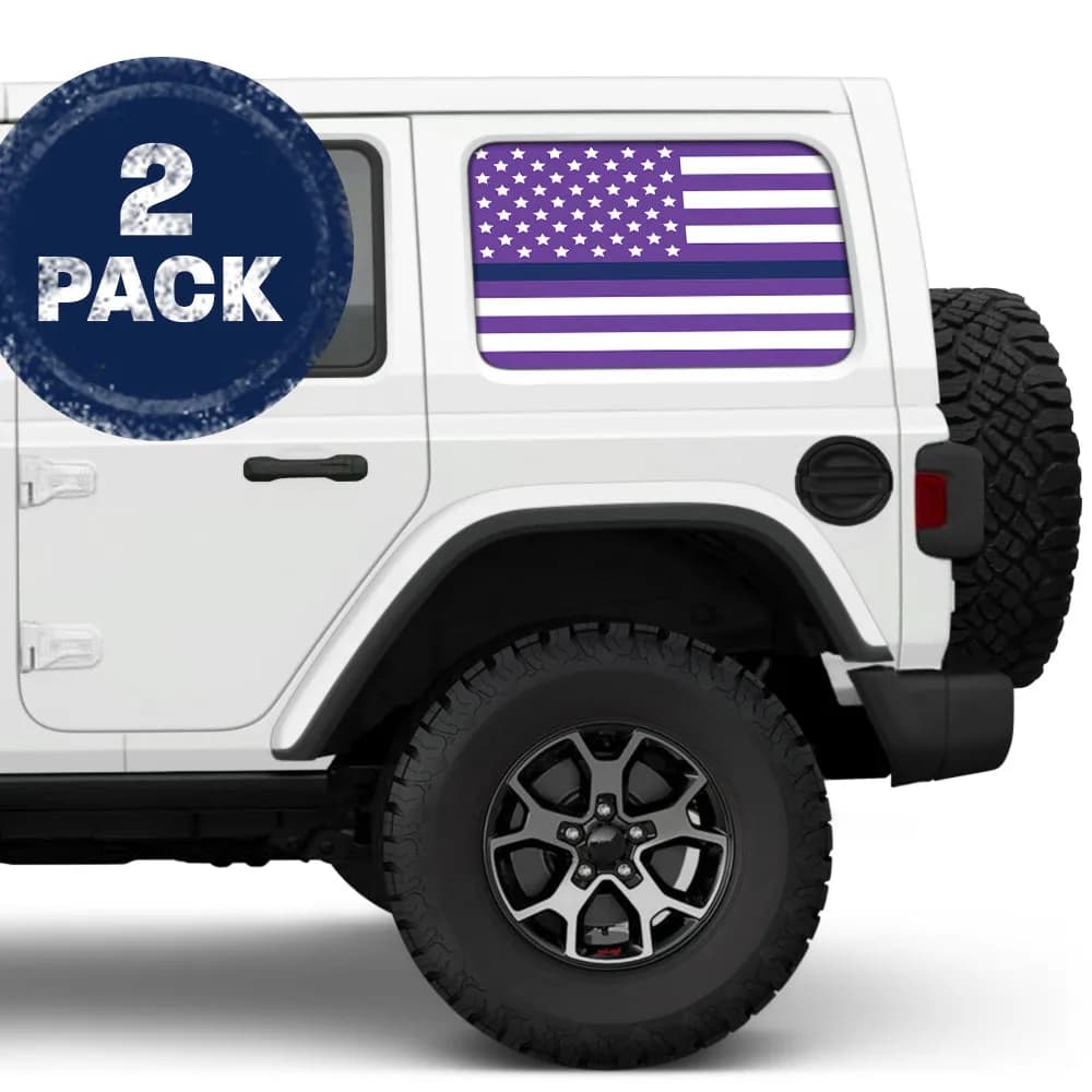 White & Purple Thin Blue Line Side Windows Printed Vinyl Decal