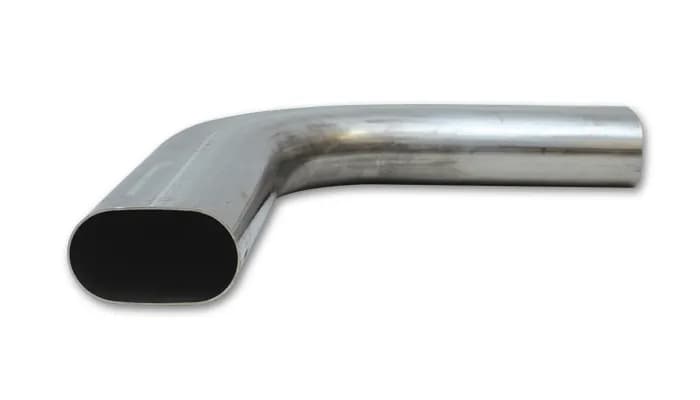 90 Degree Stainless Steel Bend; 3 in. Nominal Tube Size; 4.5 in. Centerline Radius; 6 in. Leg Length 1; 6 in. Leg Length 2; Horizontal; Oval;