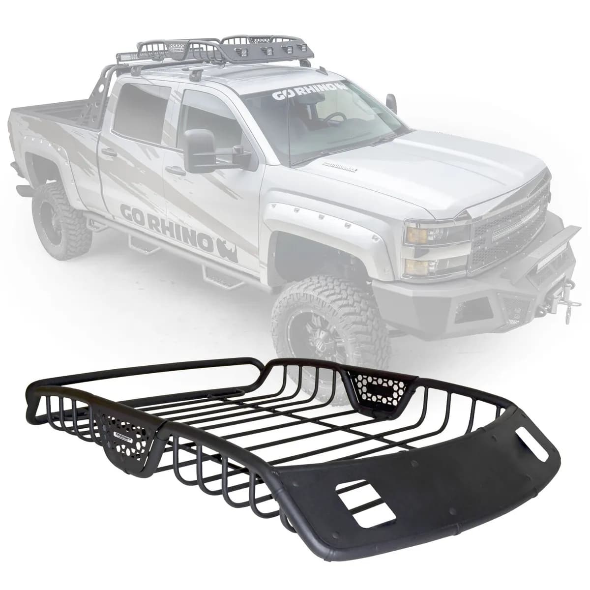 Go Rhino 59025T - SR20 Tubular Steel Roof Rack With 2x Light Mount Openings - 48 Long - Textured Black
