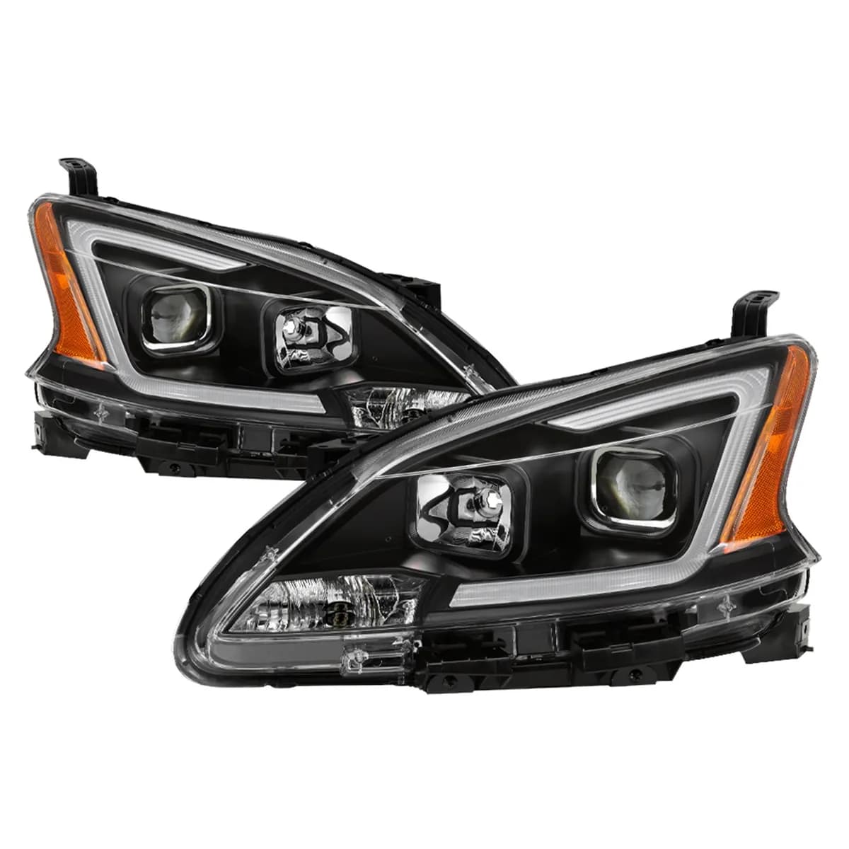 1315 Sentra Halogen Models Only DRL LED Light Bar Projector Headlights Black