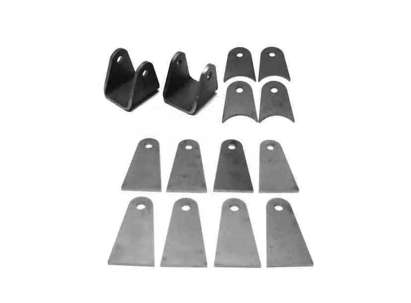 Steinjäger Tabs and Clevises, Weld On 4 Link Tab and Clevis Kits 0.750 Bore 2.75 Axle Diameter 4 Axle Tabs 2.50 Inches Long 8 Flat Tabs 4.00 Inches Long 2 Clevises with 2.50 Inch Jaw