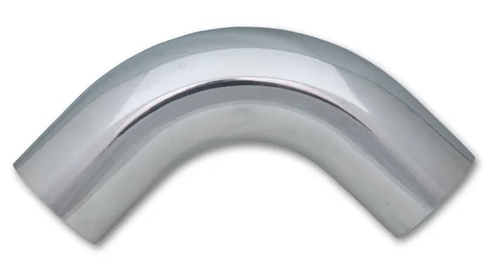 90 Degree Aluminum Bend; 4.5 in. O.D.; 6.75 in. Centerline Radius; 4 in. Leg Length From Targent; 2.3MM Wall Thickness; 6063 Aluminum; Polished;