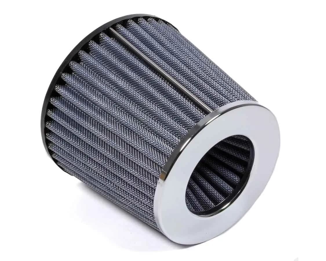 Air Filter; 2.75 in. Inlet ID; 4.75 in. Filter Cap OD; 6 in. Filter Base OD; 6.25 in. Height; Open Finnel Performance; Chrome Cap;