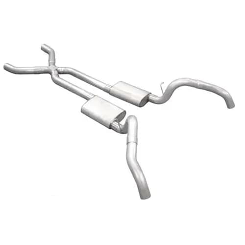 Crossmember Back w/X-Pipe Exhaust System 67-69 Split Rear Dual Exit 2.5 in Intermediate Pipe And Tailpipe Street Pro Mufflers/Hardware Incl Tip Not Incl Pypes Exhaust