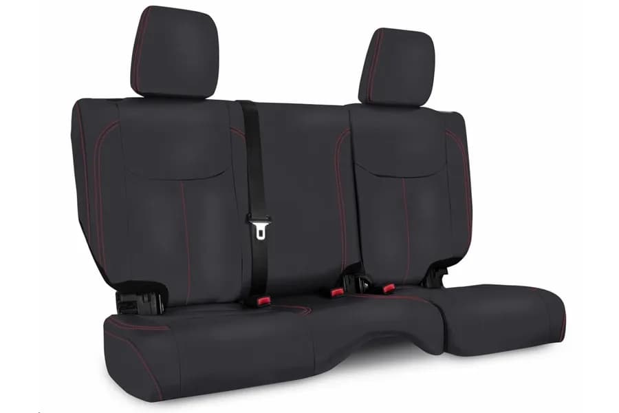 Rear Seat Cover for 13-18 Jeep Wrangler JK 2 Door Black with Red Stitching PRP Seats