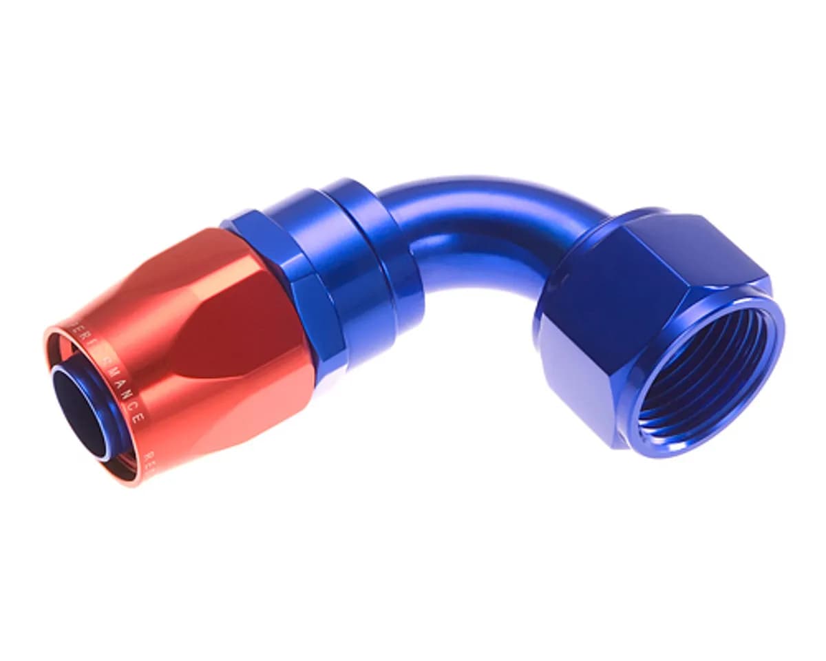 10 90 Degree Female Aluminum Hose End Red&blue
