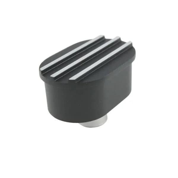 Breather Cap Push-In Ov al Finned Black Alum