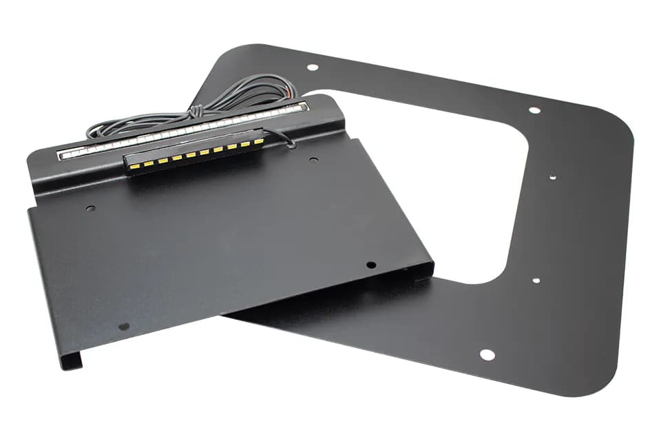 9706 Wrangler Back Side License Plate Mount With LED 2 Stage Gloss Powder Coat