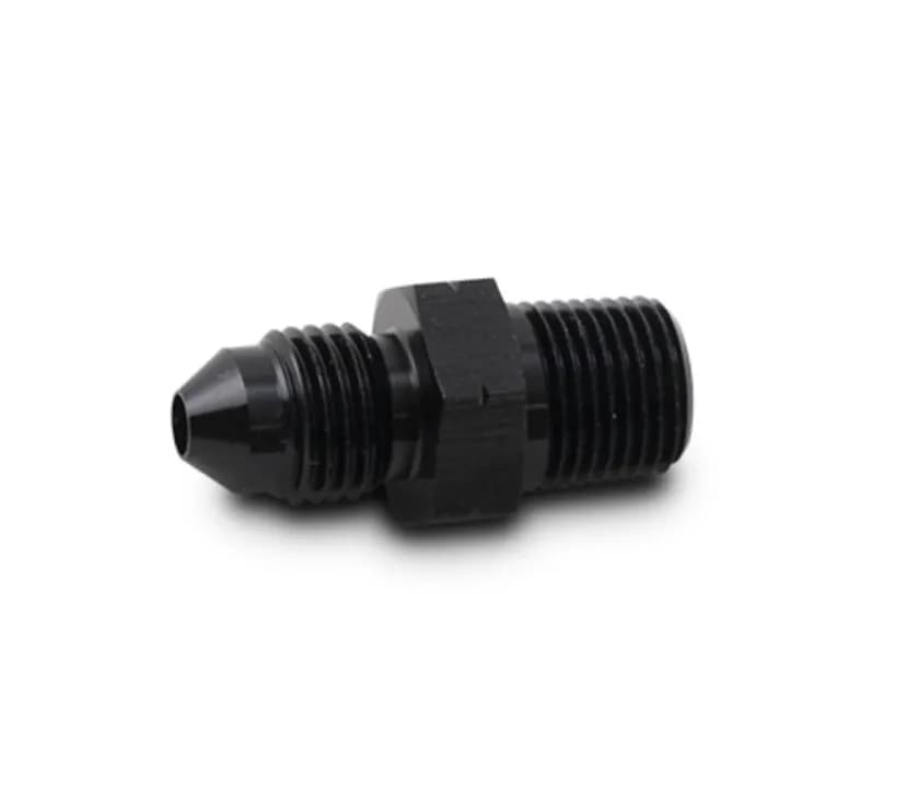 Male AN to Male BSPT Adapter Fitting; -10AN To 1/2-14 in. BSPT; Aluminum; Black Anodized;