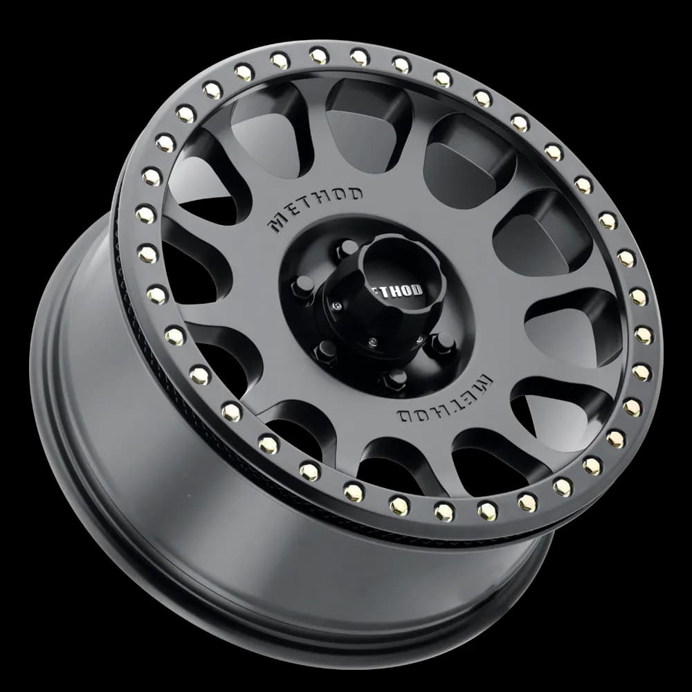 MR105 Beadlock Wheel 17x8.5 4.75in Backspace 0mm Offset 6x135mm Bolt Pattern Standard Lug Hole Matte Black Finish.