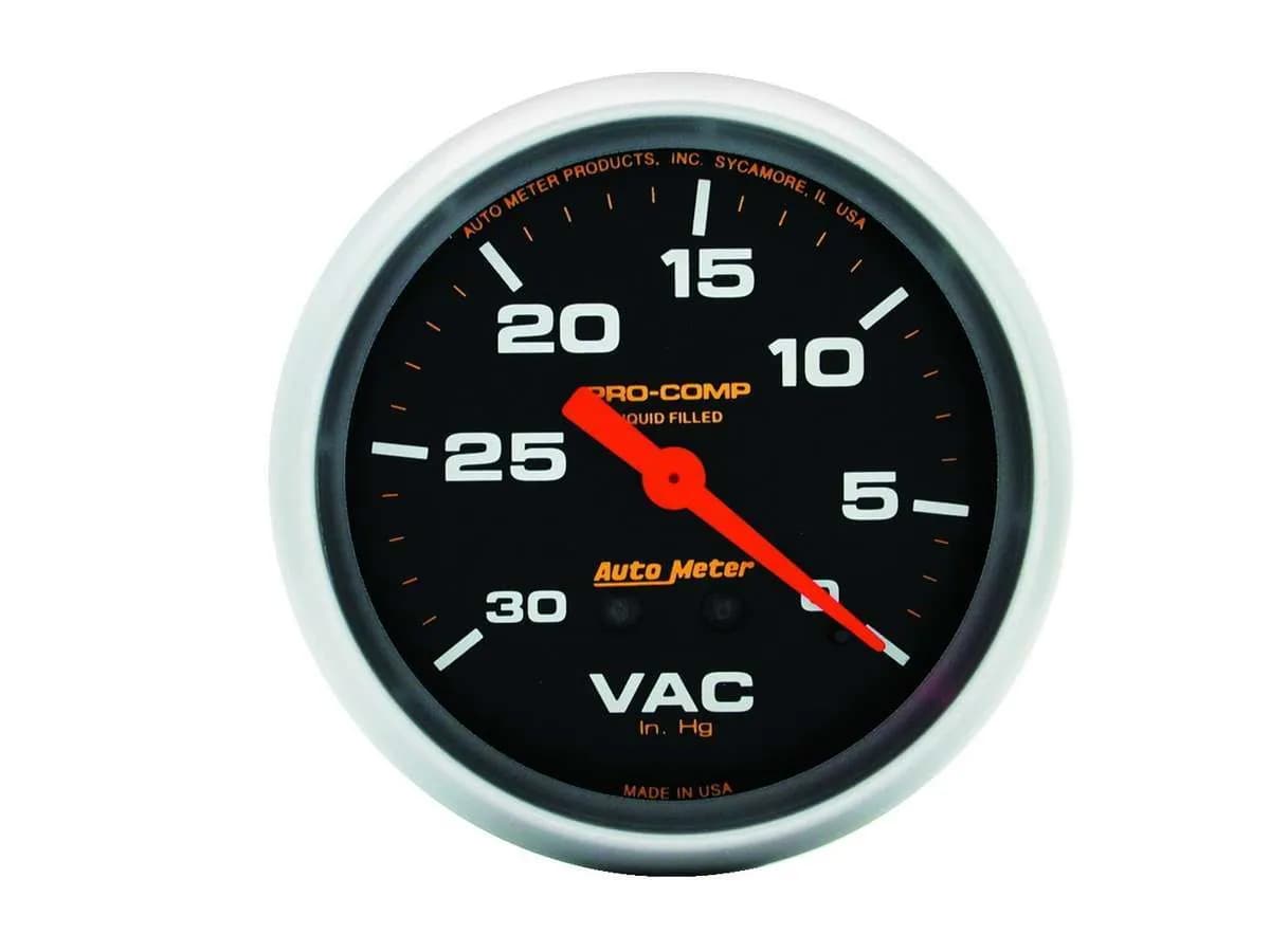 Gauge, Vacuum, 2 5/8", 30inHg, Liquid Filled Mech, Pro-Comp