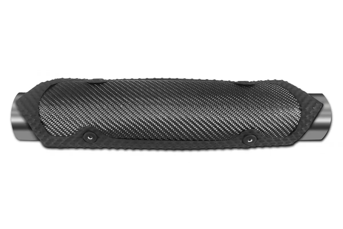 Motorcycle Exhaust Heat Shield 3.75 Inch x 11.75 Inch Long W/Clamps Richochet Black Thermo Tec