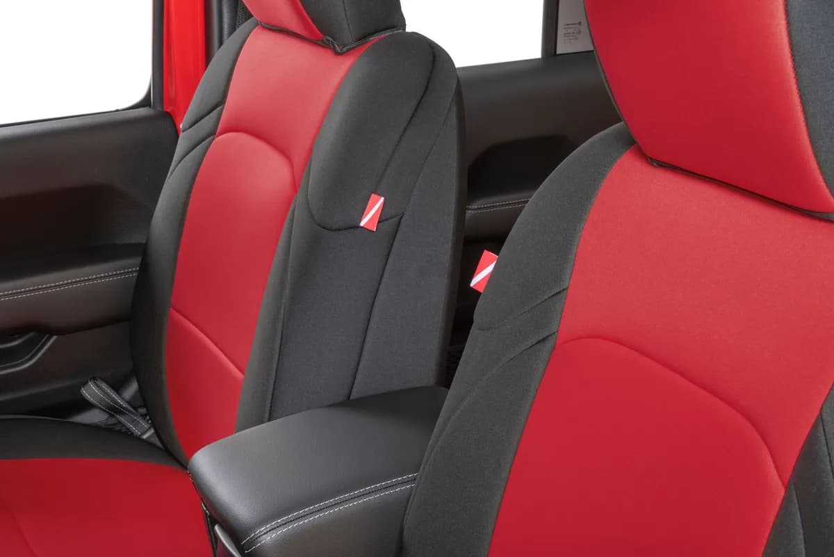 Jeep Wrangler Neoprene Seat Covers for 18-20 Jeep Wrangler JL Unlimited 4-Door w/Cloth Interior Tan Diver Down