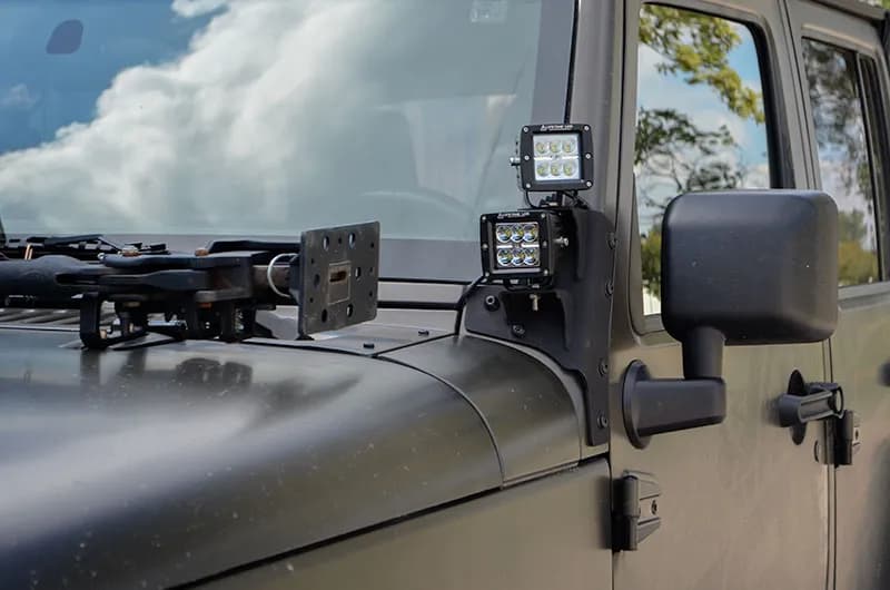 Exterior Accessories 2007-2018 Texturized Black Light Mounts A-Pillar Double Light Mount