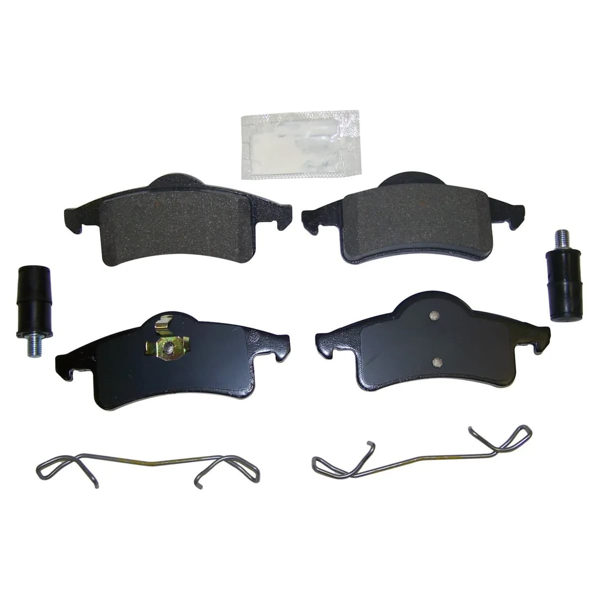 1999-2004 Grand Cherokee WJ WJ (US) model; Rear; Kit Includes: Brake Pads Springs and Caliper Pin Kit 2001-2004 Grand Cherokee WG WG (Europe) model; Rear; Kit Includes: Brake Pads Springs and Caliper Pin Kit