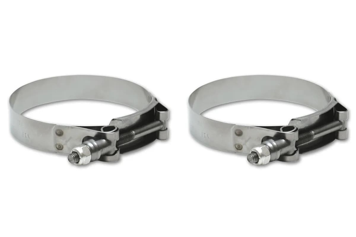 T-Bolt Clamps; 3.5 in. To 3.7 in. Clamp Range; 3.25 in. Matching Hose ID; 304 Stainless Steel; Pack Of 2;