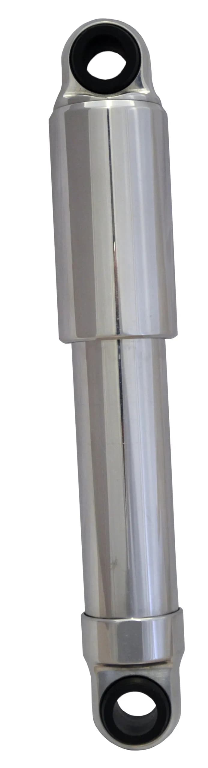 Polished Hot Rod Shock 4.8 Inch Stroke W/ Shaft Cover Universal 1 Eye/Eye Shock W/ 7/16 Inch 1/2 Inch And 5/8 Inch I.D Sleeves 9.3 Inch X 14.1 Inch W/ A 11.5 -12.5 Inch Ride Height Ridetech