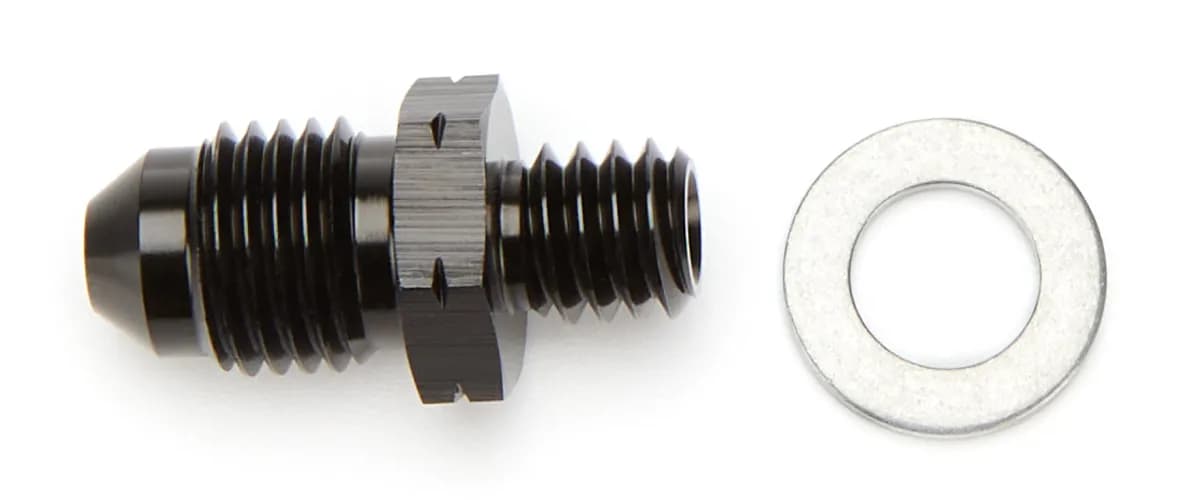 Straight AN to Metric Adapter Fitting; -4AN; M8x1.5 Metric Size; 6061 Aluminum; Black Anodized;