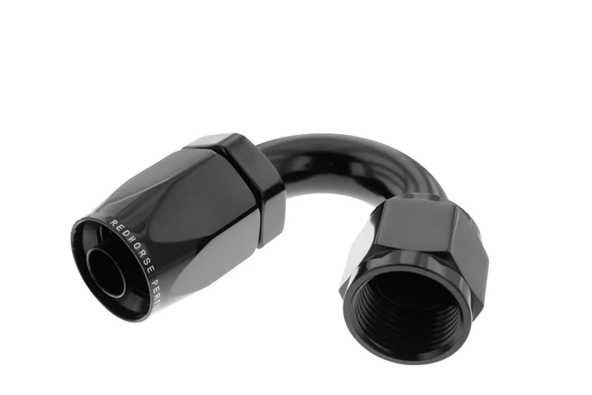 10 150 Degree Female Aluminum Hose End Black