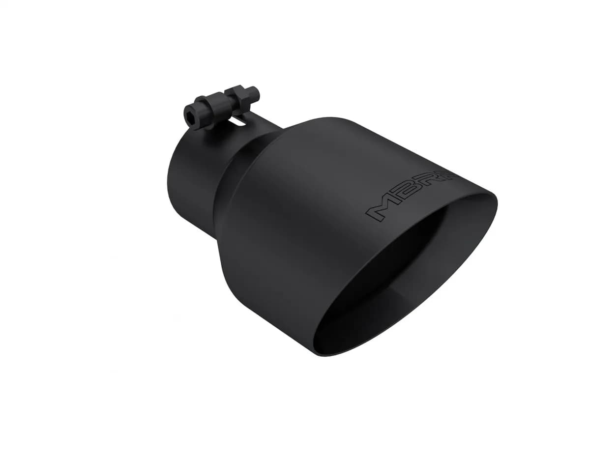 Armor Pro Exhaust Tip; 3 in. Inlet Dia./5 Outlet Dia.; T304 Stainless Steel; L-8 in.; Angle Cut; Dual Wall; Black;