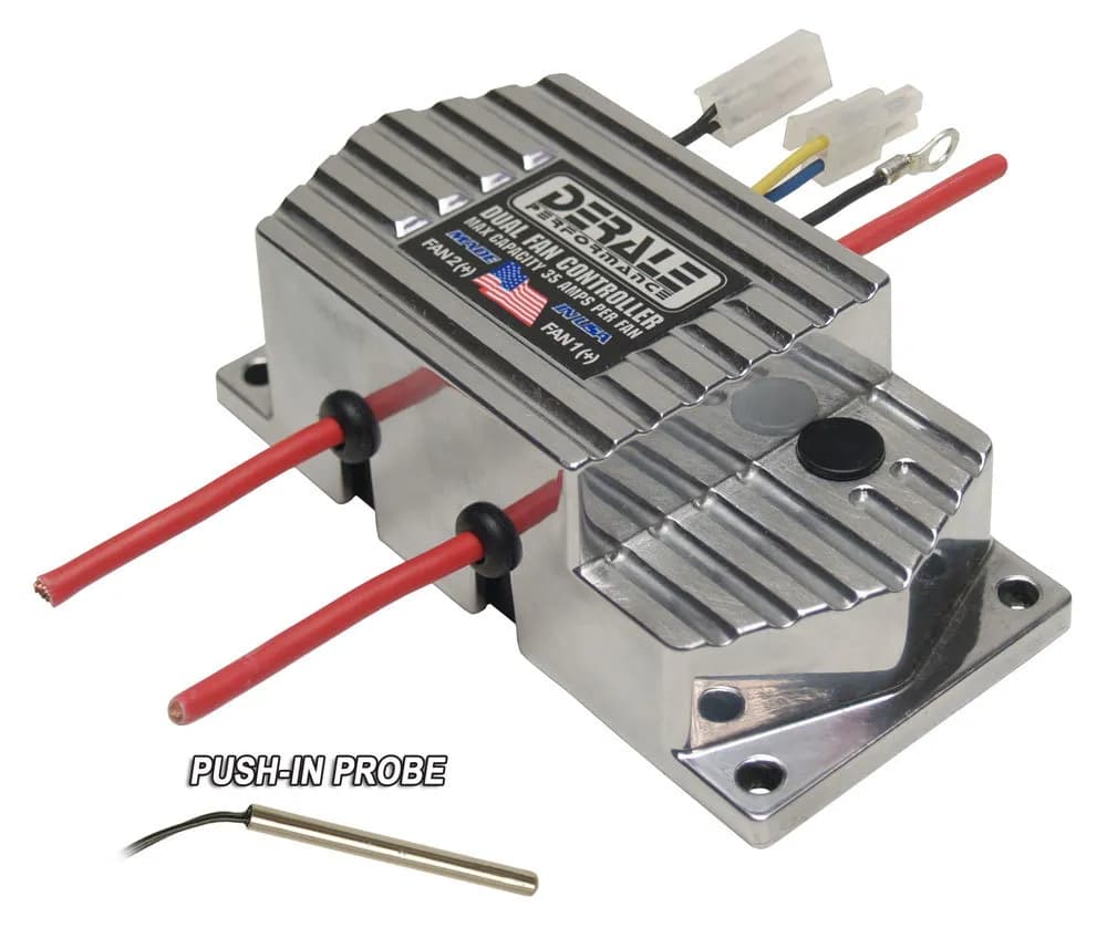 Derale 16788 High Amperage Adjustable Dual Electric Fan Controller, Push In Probe