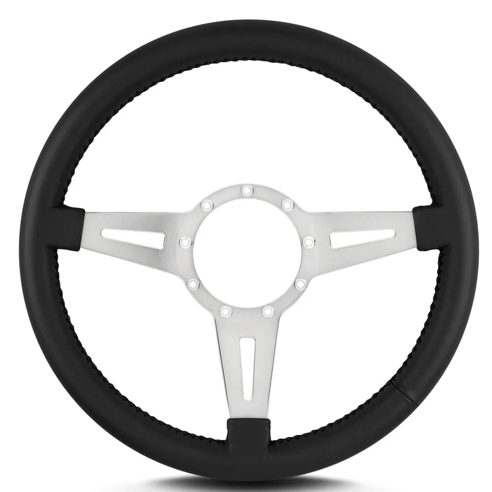 Lecarra Mark 4 Elegante Steering Wheel; Black; Polished Spokes; 14 in. Standard Grip;