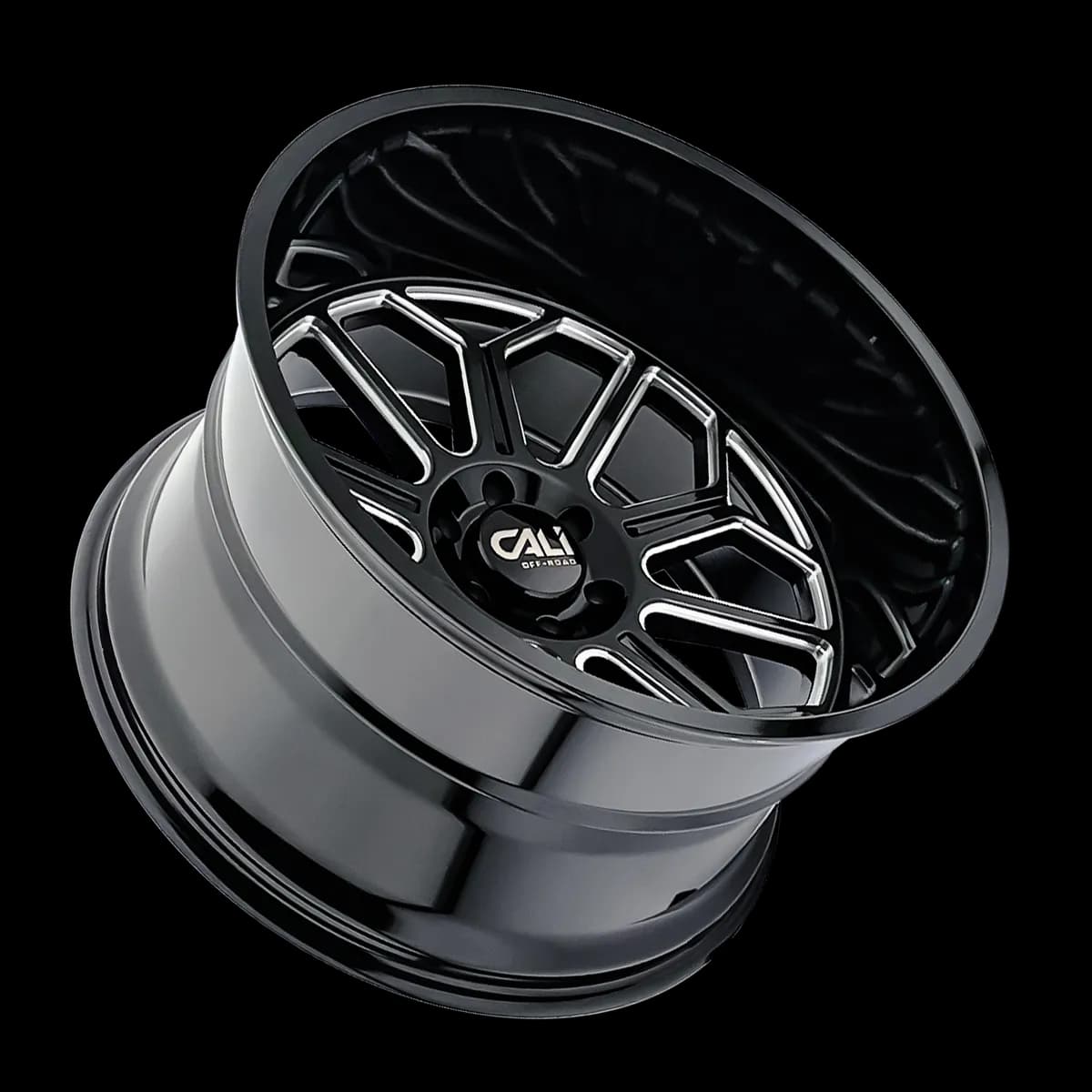 Cast Aluminum Wheels Auburn 9117 BM 24x14 Milled Gloss Black 6 On 139.7 Bolt Pattern -76 Offset Cali Offroad Wheels