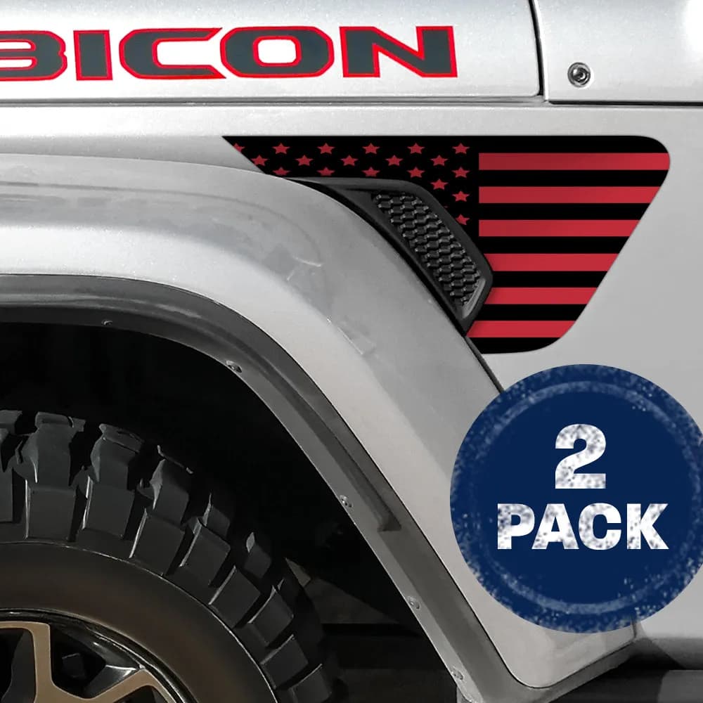 Black and Red Flag 2pc Vinyl Fender Decal