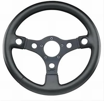 Performance GT Series Steering Wheel; 13 in. Diameter; Black Vinyl Grip; Black Anodized Aluminum 3-Spoke Design; w/Holes For Switch Buttons;