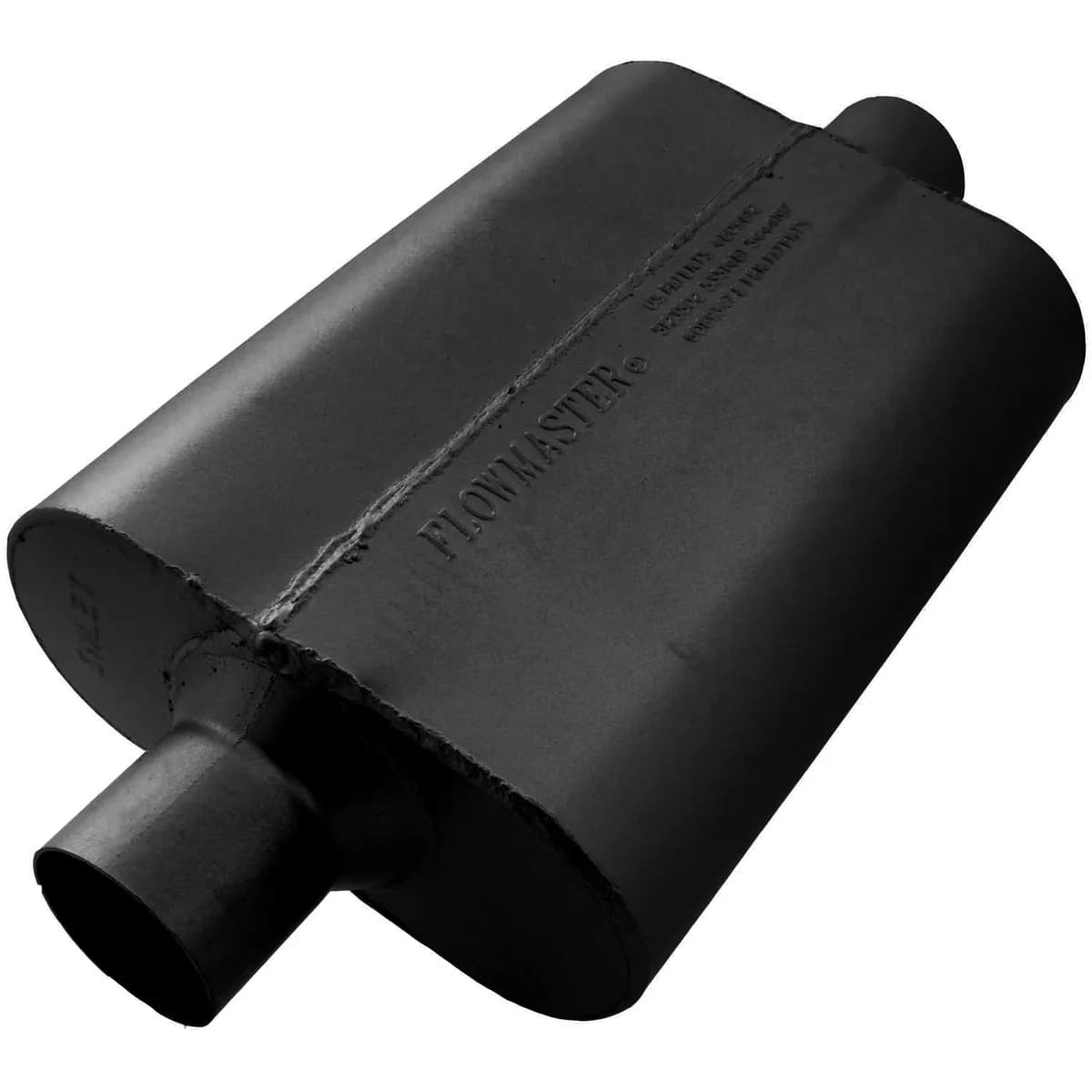 40 Series Delta Flow Muffler 2.50in IN (C) / OUT (C): ea 16 Gauge Aluminized Steel