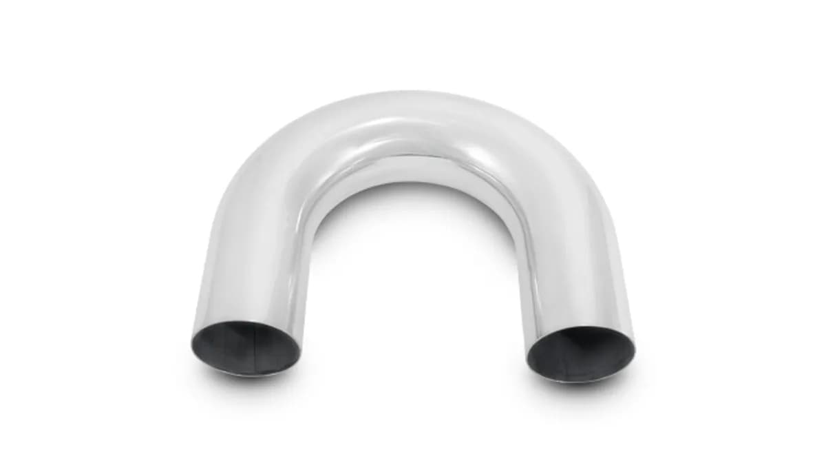 180 Degree Aluminum Bend; 2.75 in. OD; 3.5 in. Leg Length From Tangent; 1.5MM Wall Thickness; 6063 Aluminum; Polished;