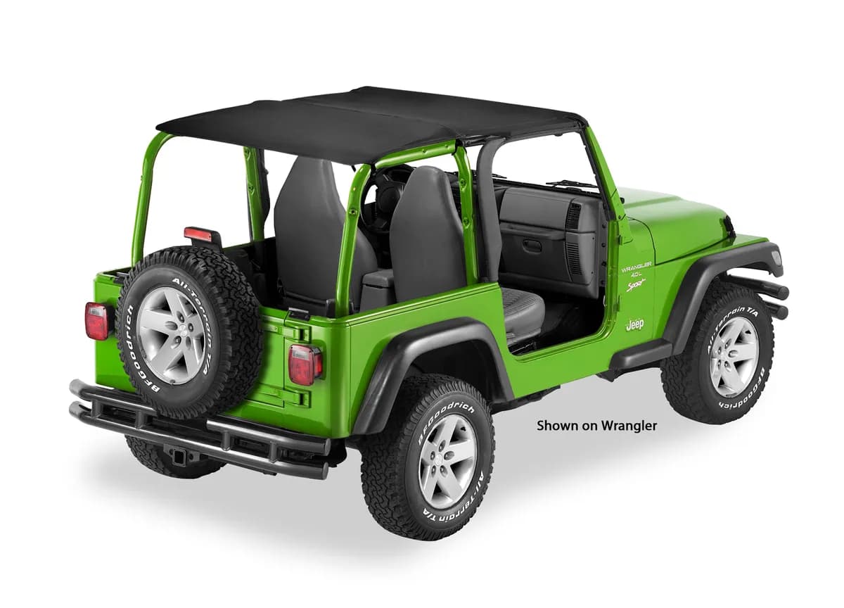Jeep Bikini Top Header Safari Bikini Tops For Jeep 2004-2006 Wrangler TJ Black Diamond Fabric Bestop