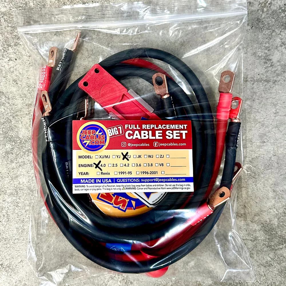 2007-2018 Jeep Wrangler JK Battery Cable Kit 3.6 Liter 2 Gauge Battery Cable Big7Kits