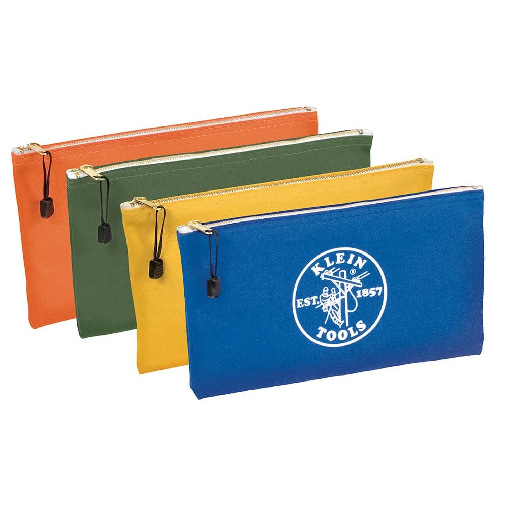Zipper Bags Canvas Tool Pouches Olive/Orange/Blue/Yellow 4pack