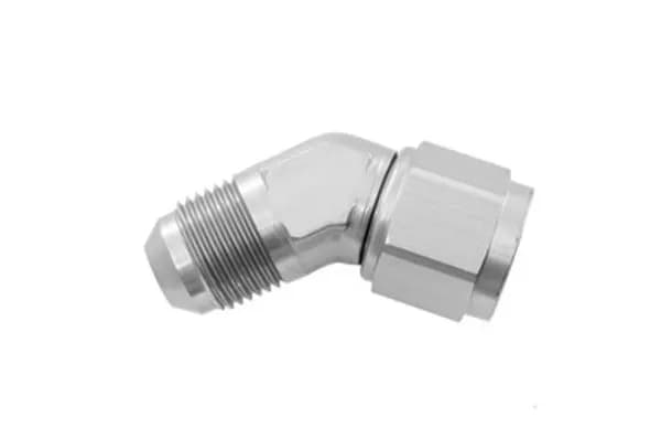 06an Male Adapter to 06an Female Adapter 45 Degree Clear